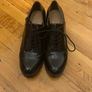 Zara chunky black lace up platforms